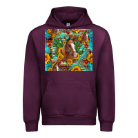 Mauve Wine sunflowers and cactus horses turquoise aztec leopard background Urban Hoodie - Artiststas