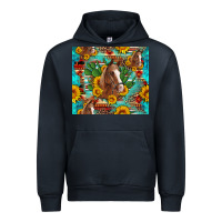 Navy sunflowers and cactus horses turquoise aztec leopard background Urban Hoodie - Artiststas