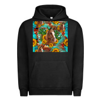 Pigment Black sunflowers and cactus horses turquoise aztec leopard background Urban Hoodie - Artiststas