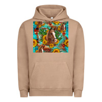 Pigment Burro sunflowers and cactus horses turquoise aztec leopard background Urban Hoodie - Artiststas