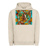 Pigment French Oak sunflowers and cactus horses turquoise aztec leopard background Urban Hoodie - Artiststas