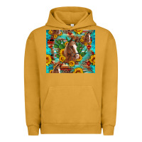 Pigment Peanut Butter sunflowers and cactus horses turquoise aztec leopard background Urban Hoodie - Artiststas