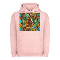 Pigment Salmon sunflowers and cactus horses turquoise aztec leopard background Urban Hoodie - Artiststas