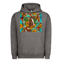Pigment Tornado sunflowers and cactus horses turquoise aztec leopard background Urban Hoodie - Artiststas