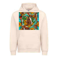 Sandshell sunflowers and cactus horses turquoise aztec leopard background Urban Hoodie - Artiststas