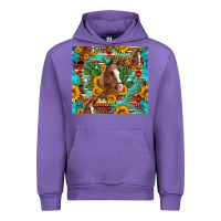 Sunflowers And Cactus Horses Turquoise Aztec Leopard Background Urban Hoodie | Teevron
