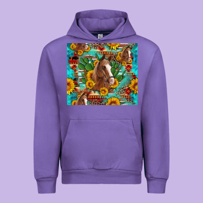 Sunflowers And Cactus Horses Turquoise Aztec Leopard Background Urban Hoodie Designed By Artiststas