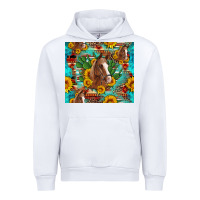 White sunflowers and cactus horses turquoise aztec leopard background Urban Hoodie - Artiststas