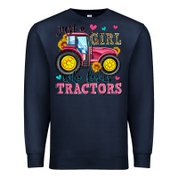 Navy just a girl who loves tractors Premium Sweatshirt - Zillion Design Studio