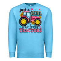 Ocean Blue just a girl who loves tractors Premium Sweatshirt - Zillion Design Studio