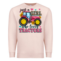 Pale Pink just a girl who loves tractors Premium Sweatshirt - Zillion Design Studio