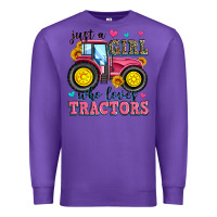 Purple just a girl who loves tractors Premium Sweatshirt - Zillion Design Studio