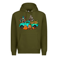 Army Green cactus pumpkin truck fall Premium Hoodie - JahusDesignShop