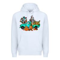 White cactus pumpkin truck fall Premium Hoodie - JahusDesignShop