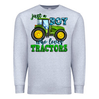 Heather Grey just a boy who loves tractors Premium Sweatshirt - Zillion Design Studio