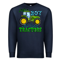 Navy just a boy who loves tractors Premium Sweatshirt - Zillion Design Studio