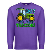 Purple just a boy who loves tractors Premium Sweatshirt - Zillion Design Studio