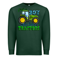 Sports Green just a boy who loves tractors Premium Sweatshirt - Zillion Design Studio