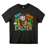 Asphalt Hop Into Easter Bunny Western Heavy Core Tee - CowhideDigitalArt