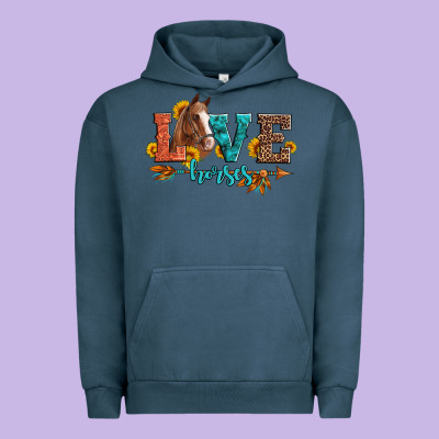 Love Horses  Leather Turquoise Leopard Urban Hoodie Designed By Artiststas