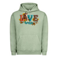 Pigment Oil Green love horses  leather turquoise leopard Urban Hoodie - Artiststas