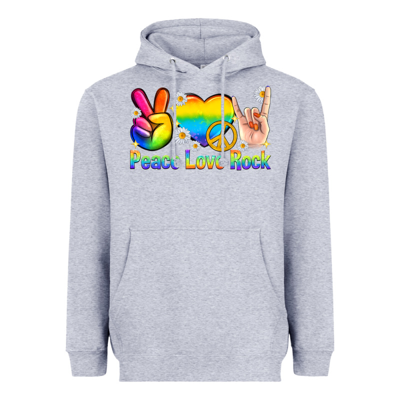 Peace Love Rock Pride Heavyweight Hoodie by texasbilliewilder | Teevron