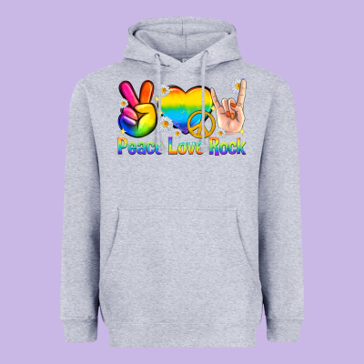 Heavyweight Hoodie peace love rock pride