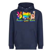 Navy peace love rock pride Heavyweight Hoodie - texasbilliewilder