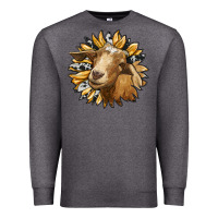 Charcoal Heather sunflower with goat Premium Sweatshirt - RanaPortraitStore