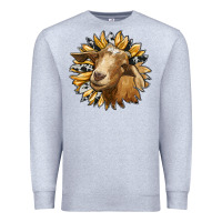 Heather Grey sunflower with goat Premium Sweatshirt - RanaPortraitStore