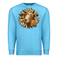 Ocean Blue sunflower with goat Premium Sweatshirt - RanaPortraitStore