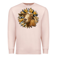 Pale Pink sunflower with goat Premium Sweatshirt - RanaPortraitStore