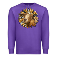 Purple sunflower with goat Premium Sweatshirt - RanaPortraitStore