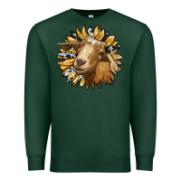 Sports Green sunflower with goat Premium Sweatshirt - RanaPortraitStore