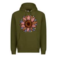 Army Green usa flag camouflage leopard sunflower Premium Hoodie - Artiststas
