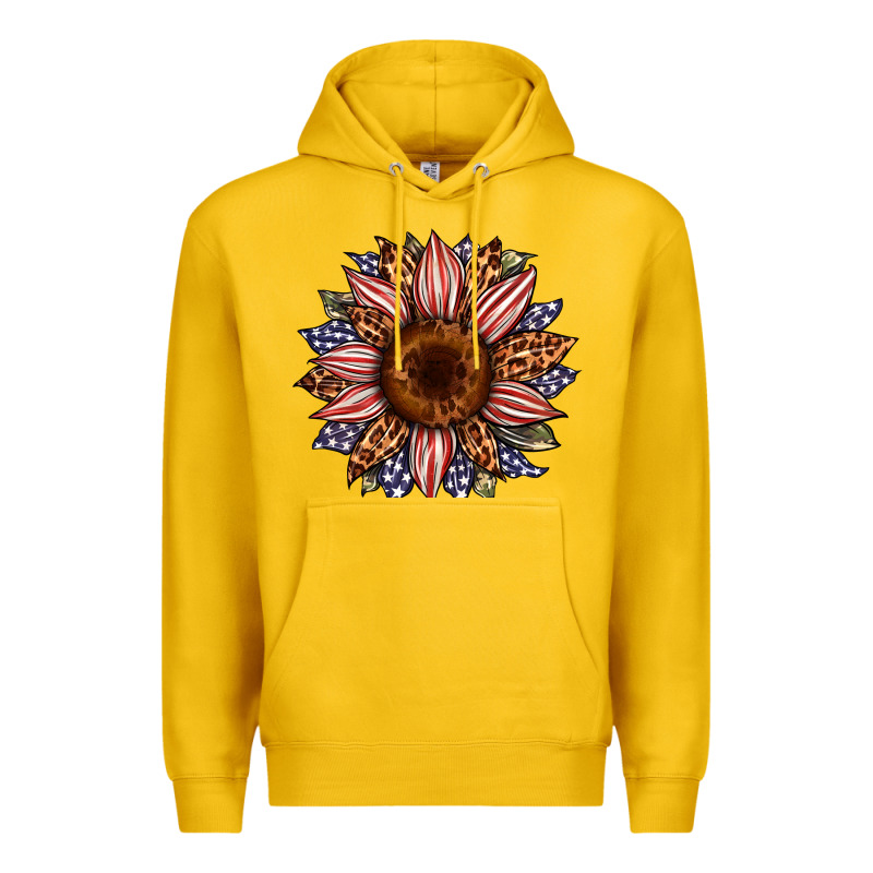 Usa Flag Camouflage Leopard Sunflower Premium Hoodie by Artiststas | Teevron