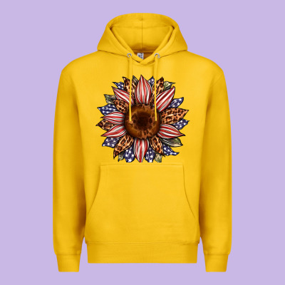 Usa Flag Camouflage Leopard Sunflower Premium Hoodie Designed By Artiststas