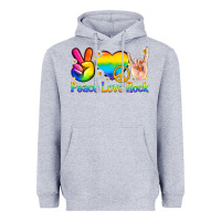 Heather Grey peace love rock pride Heavyweight Hoodie - texasbilliewilder