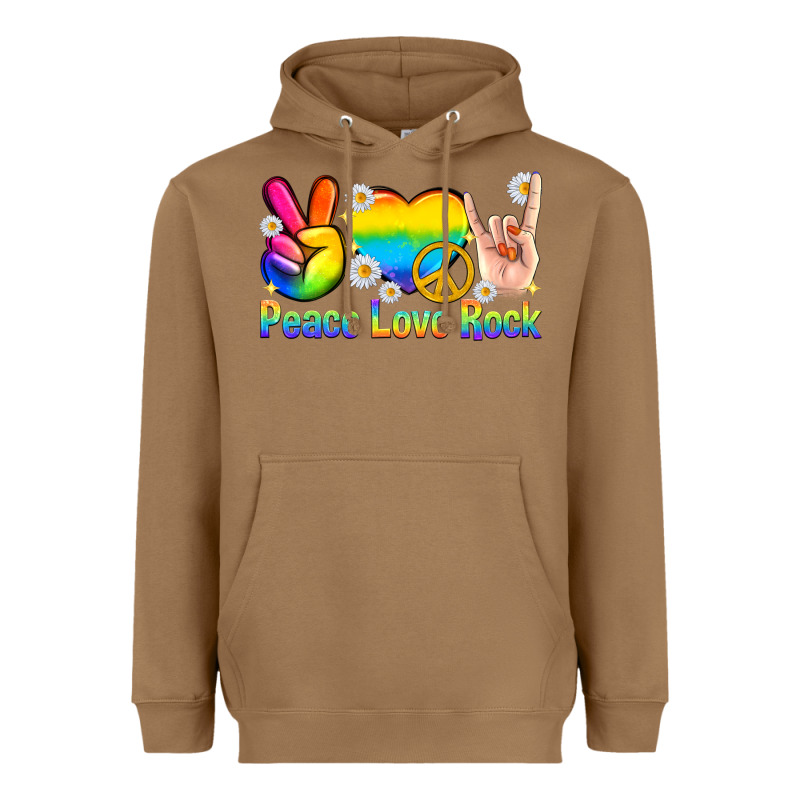 Peace Love Rock Pride Heavyweight Hoodie by texasbilliewilder | Teevron