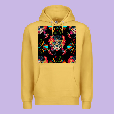 Sugar Skull Seamless Pattern Premium Hoodie Designed By Bundleandbundleshop