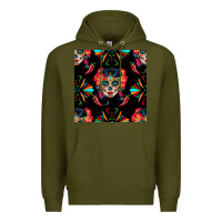 Army Green sugar skull seamless pattern Premium Hoodie - BundleAndBundleShop