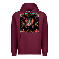 Burgundy sugar skull seamless pattern Premium Hoodie - BundleAndBundleShop