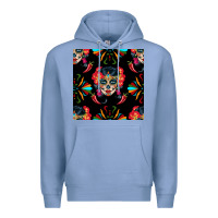 Colony Blue sugar skull seamless pattern Premium Hoodie - BundleAndBundleShop