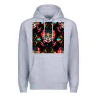 Heather Grey sugar skull seamless pattern Premium Hoodie - BundleAndBundleShop