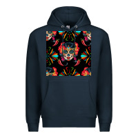Navy sugar skull seamless pattern Premium Hoodie - BundleAndBundleShop
