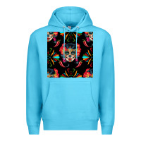 Ocean Blue sugar skull seamless pattern Premium Hoodie - BundleAndBundleShop
