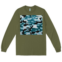 Army Green blue camouflage glitter Long Sleeve Tee - BarkalooDesign