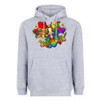 Heather Grey pride bee with daisy lgbtq Heavyweight Hoodie - texasbilliewilder