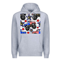 Heather Grey usa monster truck seamless pattern Premium Hoodie - BundleAndBundleShop