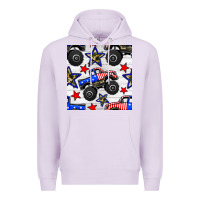 Lilac usa monster truck seamless pattern Premium Hoodie - BundleAndBundleShop